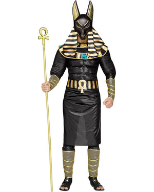 Image of man wearing black and gold Anubis the Jackal costume.