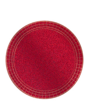 Apple Red 23cm Round Prismatic Plates Pack of 8