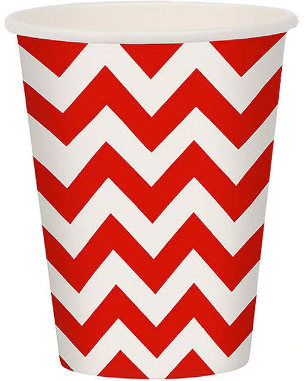 Apple Red Chevron 266ml Paper Cups Pack of 8