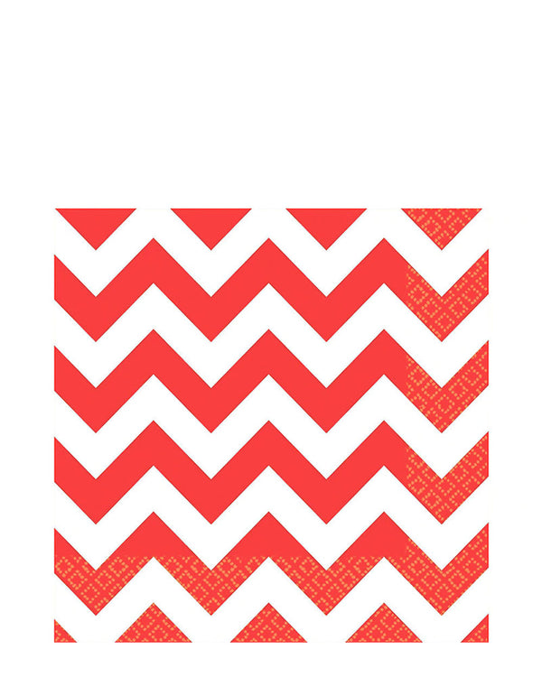 Apple Red Chevron Lunch Napkins Pack of 16