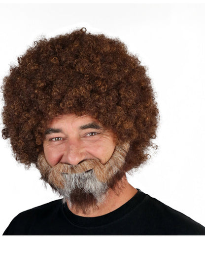 Artist Brown Curly Wig Beard and Moustache