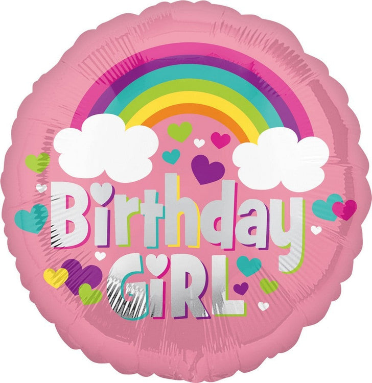 45cm Standard HX Birthday Girl Rainbow Fun Balloon
