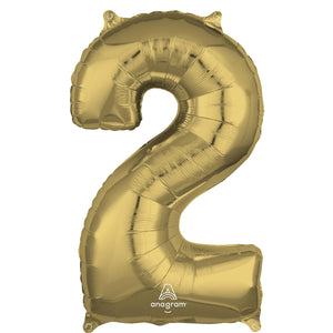 Mid-Size Shape White Gold Numeral 2 Balloon