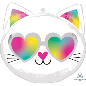 Standard Shape XL Cool Kitty Face 2-Sided Design Balloon