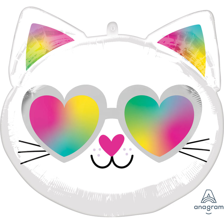 Standard Shape XL Cool Kitty Face 2-Sided Design Balloon