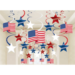 American Flag Mega Value Swirl Decoration Pack Pack of 30