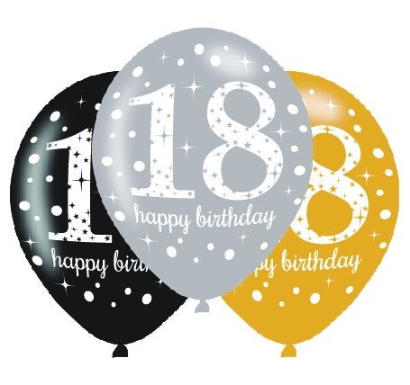 Sparkling Celebration 18th 30cm Latex Balloons Pack of 6