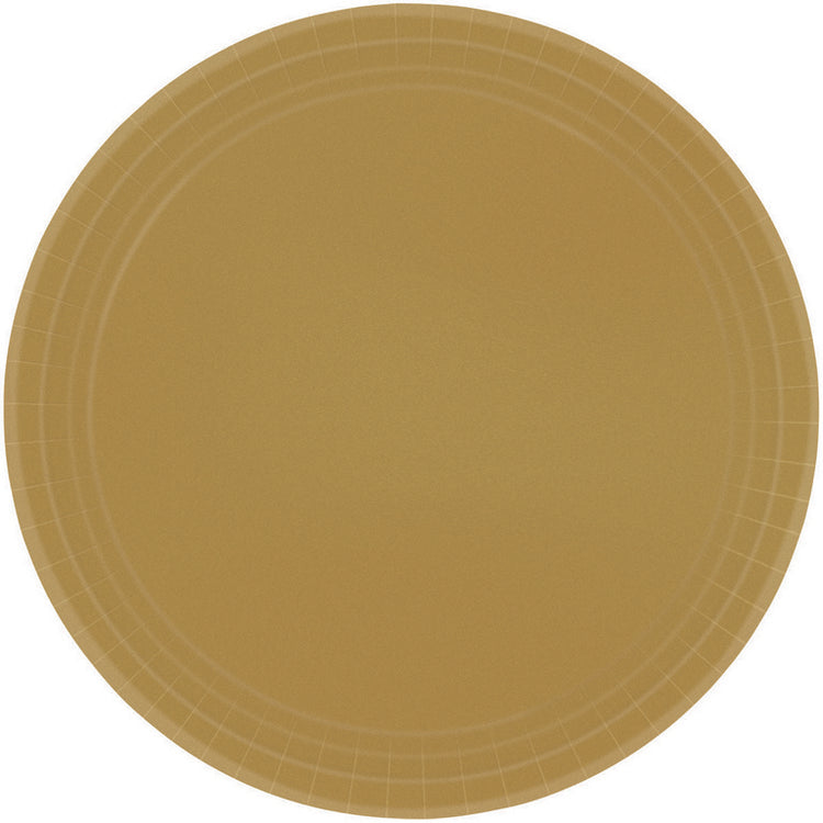 Paper Plates 23cm Round 20CT FSC - Gold - No Plastic Coating