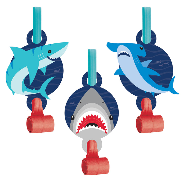 Shark Party Blowouts with Medallions Pack of 8