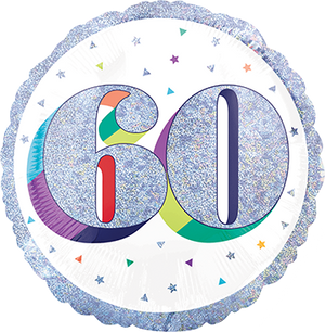 45cm Standard Holographic Heres to Your Birthday 60 Balloon