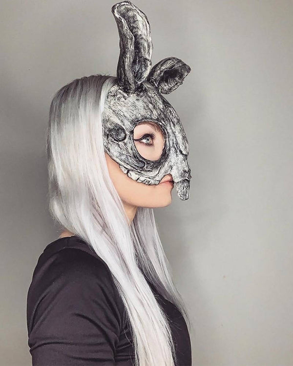 Bunny Black White Half Mask