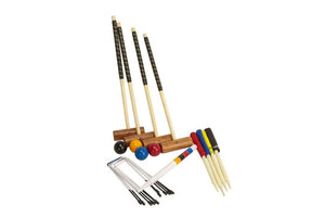 Championship Hardwood Croquet Mallet Set Game 4 Player Set with Carry Bag