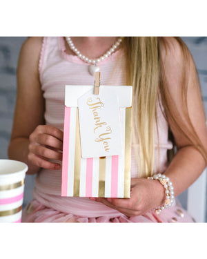 Gold and Pink Stripe and Dots Lolly Bags Pack of 10