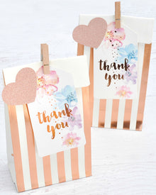 Rose Gold Stripes and Dots Lolly Bags Pack of 10