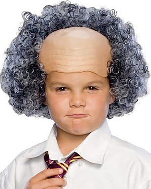 Bald Child Wig with Curly Grey Sides