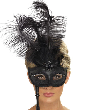 Baroque Fantasy Black Plume Eye Mask