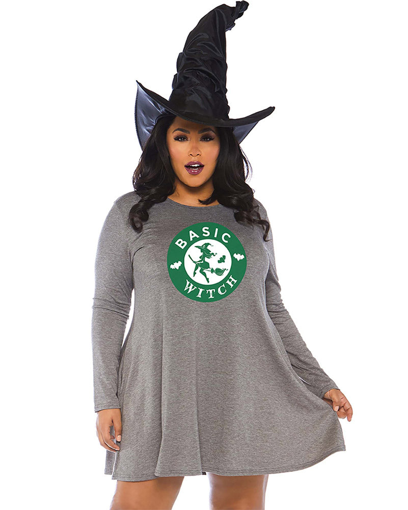 Basic Witch Jersey Dress Womens Plus Size Costume