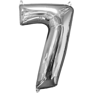 Mid-Size Shape Silver Numeral 7 Balloon
