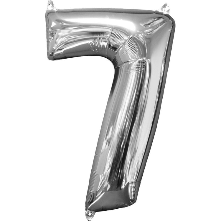 Mid-Size Shape Silver Numeral 7 Balloon