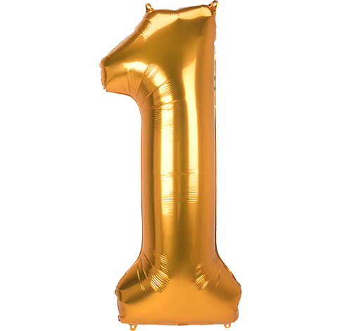SuperShape Jumbo Number 1 Gold 55cm x 134cm Balloon