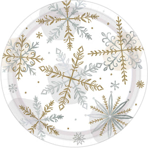 Shining Snowflakes 17cm Paper Lunch Plates Pack of 12