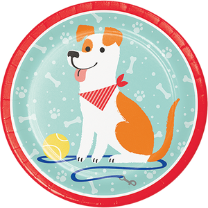 Dog Party 23cm Round Paper Plates Pack of 8