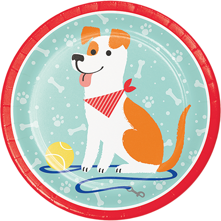 Dog Party 23cm Round Paper Plates Pack of 8