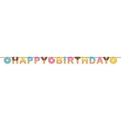 Donut Time Happy Birthday Ribbon Banner 2m