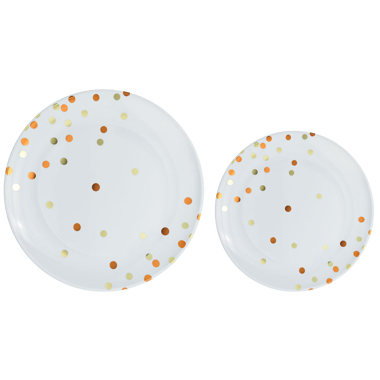 Premium Plastic Plates Hot Stamped with Orange Peel Dots Pack of 20