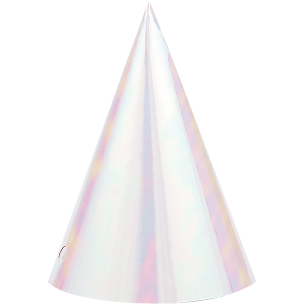 Iridescent Foil Cone Shaped Party Hats Pack of 8