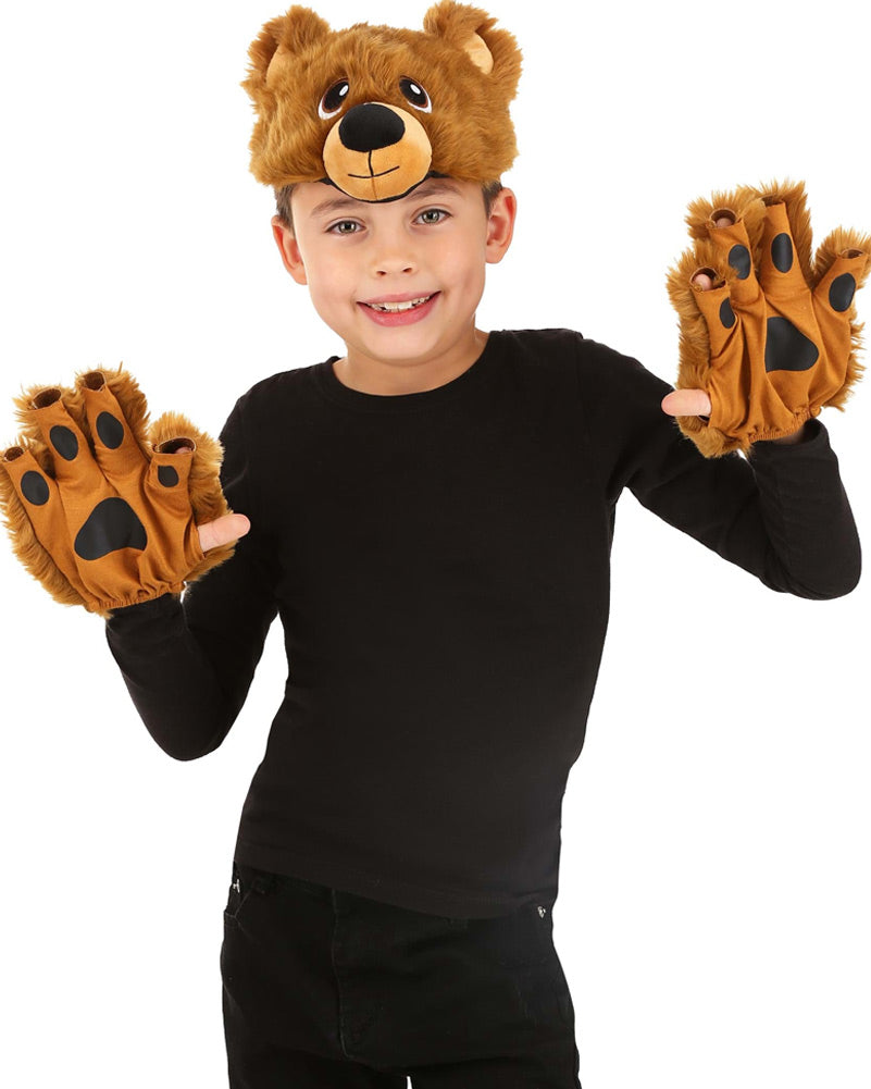 Bear Plush Headband and Paws Deluxe Set