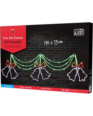 Bells and Drapes Twinkle Christmas LED Ropelight 1.9m