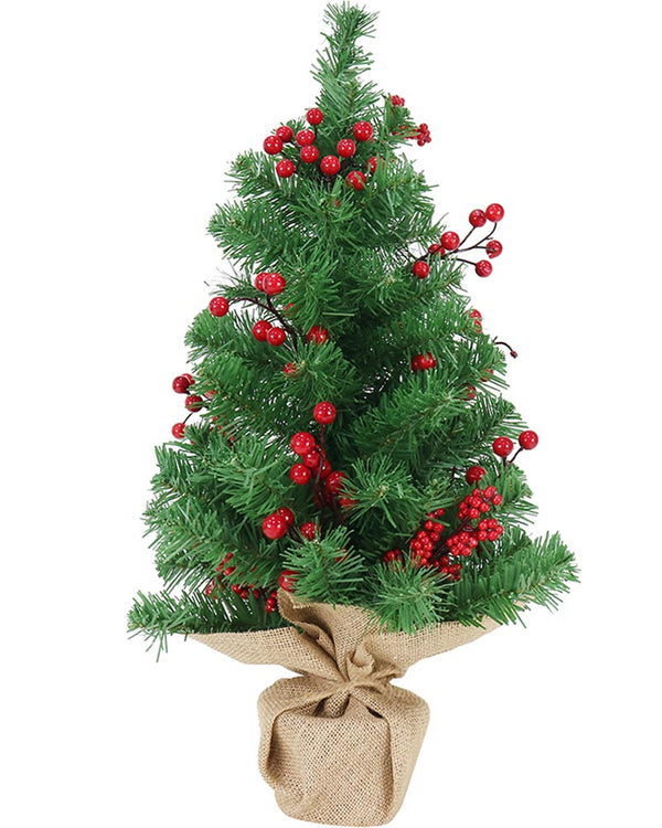 Christmas Tabletop Tree with Berries in Sack 60cm