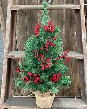 Christmas Tabletop Tree with Berries in Sack 60cm