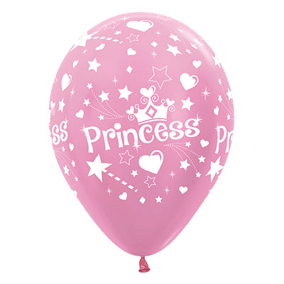 Sempertex 30cm Princess Theme Satin Pearl Pink Latex Balloons 25PK Pack of 25