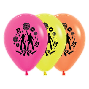 Sempertex 30cm Disco Theme Neon Fuchsia, Yellow & Orange Latex Balloons, 25PK Pack of 25