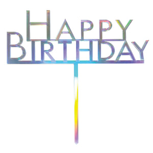 Cake Topper Pick Happy Birthday Rainbow Acrylic