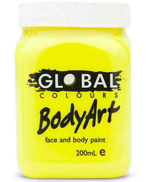 BodyArt Fluoro Yellow Paint Jar 200ml