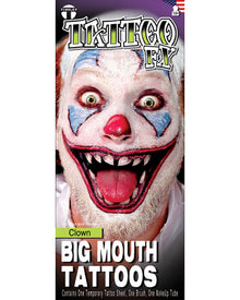 Big Mouth Clown Temporary Tattoo For Halloween