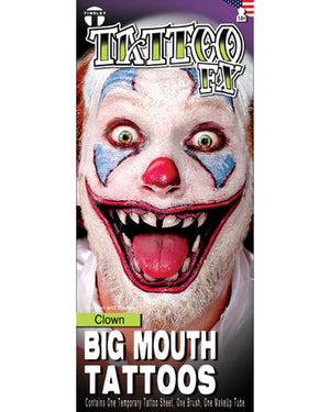 Big Mouth Clown Temporary Tattoo