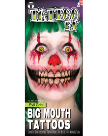 Big Mouth Evil Grin Tattoo Set For Halloween
