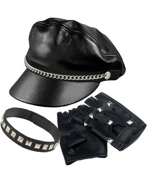 Biker Hat Gloves and Choker Kit