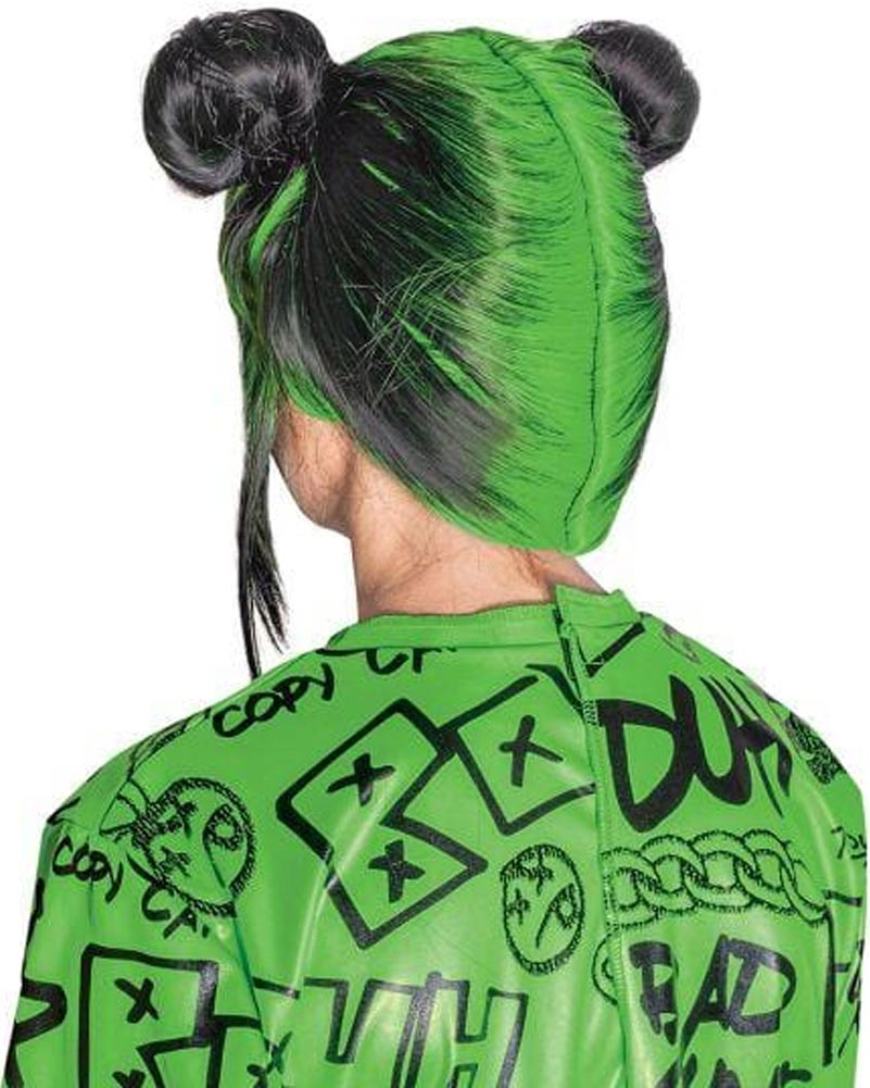 Billie Eilish Double Bun Green Kids Wig