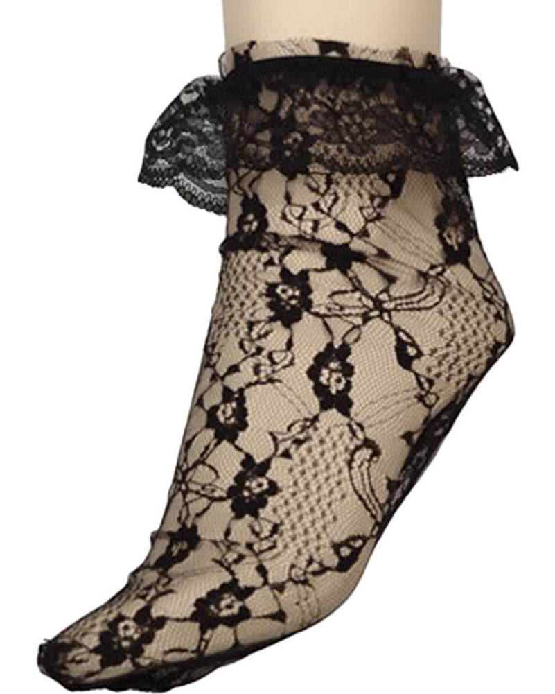 Black 80s Lacy Ankle Socks