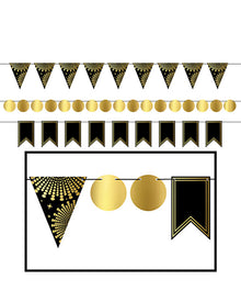 Black and Gold Mini Foil Streamer Kit