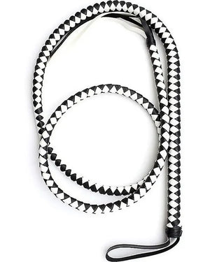Black and White Stock Whip Costume Prop 1.2m