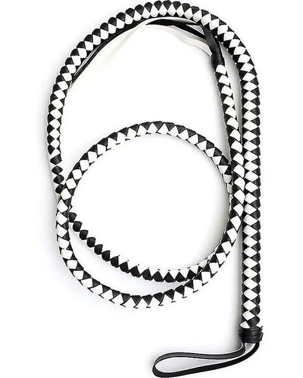Black and White Stock Whip Costume Prop 1.2m