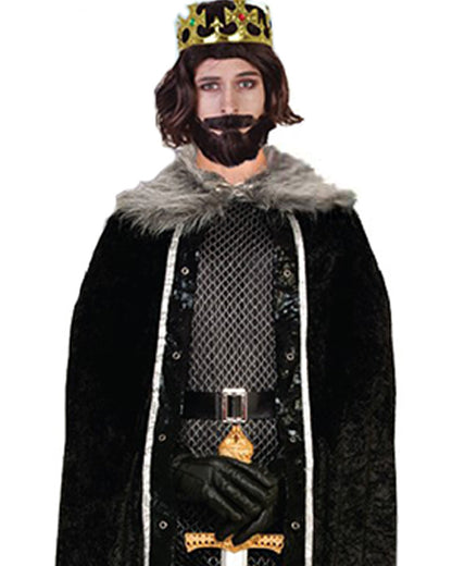 Black Faux Fur Trim Cape