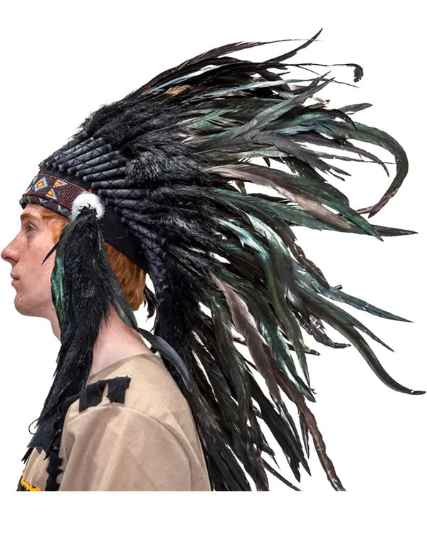 Black Feather Native American Headdress