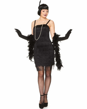 20s Black Flapper Dress Womens Costume
